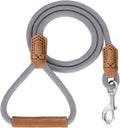 Mile High Life Dog Leash with Genuine Leather Handle, 6 FT/5 FT/4 FT | Leather Grip Rope Leash, Heavy Duty 360° Swivel Metal Clasp, for Small Medium & Large Dogs