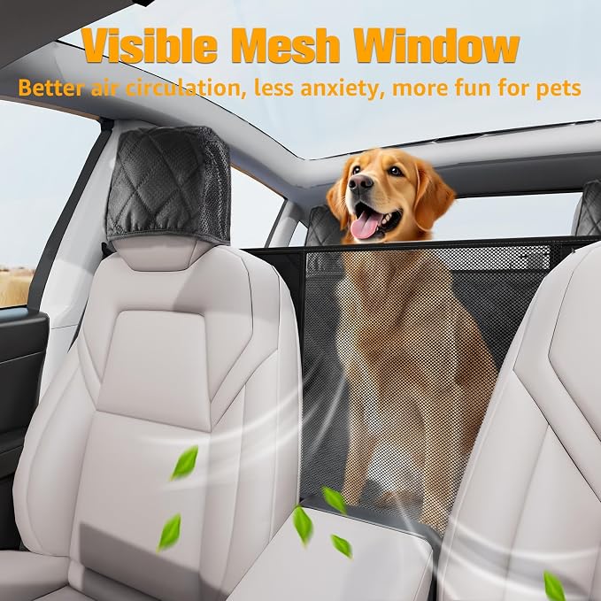 PETICON Dog Seat Covers for Tesla Model 3 & Y Back Seat with 2 Pack Door Protectors, 100% Waterproof Dog Hammock for Tesla with Mesh Window & Headrest Protection Prevents Scratches and Scuffs