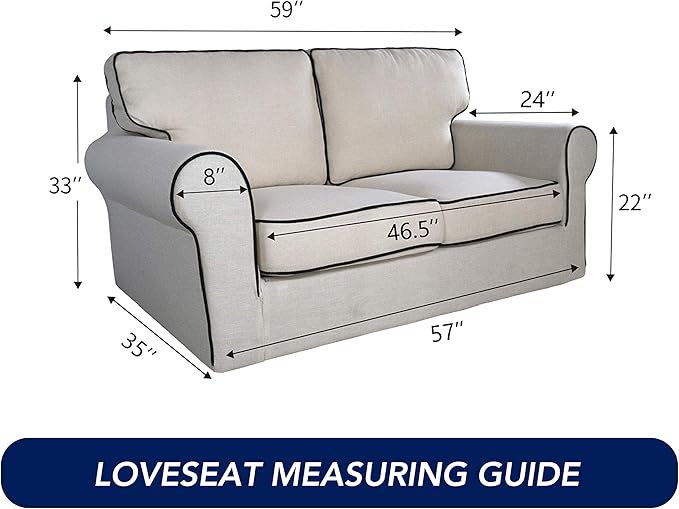 PureFit Reversible Quilted Sofa Cover, Water Resistant Medium Slipcover Furniture Protector, Washable Couch Cover with Non Slip Foam and Elastic Straps for Kids, Dogs, Pets (Loveseat, Blue/Ivory) | Blue/Ivory, Water Resistant Couch Protector, Washable ...