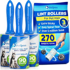 PetLovers Extra Sticky Lint Roller Value Set 270 Sheets for Pet Hair Removal and Clothes, Dog and Cat Lint Remover, 3 Pack
