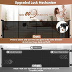 120" Retractable Baby Gate Extra Wide, 41" Tall Retractable Dog Gate for Stairs, Doorways, Decks, Mesh Gate Long Child Gate Pet Gate for Indoor, Outdoor, with Reinforced Mesh Rods, Dual Locks