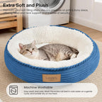 Love's cabin Round Donut Cat and Dog Cushion Bed, 20in Pet Bed for Cats or Small Dogs, Anti-Slip & Water-Resistant Bottom, Super Soft Durable Fabric Pet beds, Washable Luxury Bed Royal Blue