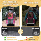 WOYYHO Pet Dog Carrier Backpack, Ventilated Mesh Small Dog Front Backpack | Breathable Puppy Back Pack, with Safety Belt, Storage Pockets, for Travel Hiking Cycling Outdoor Adventures, Rethink Pink, M