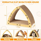 TIMIEEYA Cardboard Cat House - Triangle Cardboard Cat Scratcher Cozy Cats Lounger as Tunnel and Sofa, Cat Scratcher for Indoor Cats, Safe & Secure