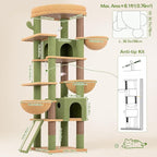 Globlazer Extra Large Cactus Cat Tree, 78 inch Sturdy Tall Cactus Cat Tree Tower for Indoor Multiple Large Adult Cats Kittens with 6 Scratching Posts, Enlarged Top Perch, 2 Padded Condos, S78G, Green