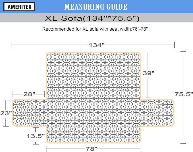 Ameritex Couch Sofa Slipcover 100% Waterproof Nonslip Quilted Furniture Protector Slipcover for Dogs, Children, Pets Sofa Slipcover Machine Washable (Light Grey, 78'')