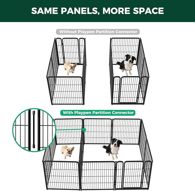 FXW Homeplus Indoor Dog Playpen with Divider Connectors, 32" H, 12 Panels | Calm Indoor Play Area, Two-Zone Layout, For Small & Medium Dogs, Patented