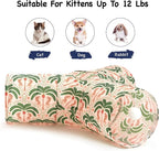 Tempcore Cat Tunnel for Indoor Cats, 3 Way Collapsible Pet Play Tunnel with Teaser Wand, Peek Holes & Hanging Ball, Interactive Tube for Kittens & Rabbits, Khaki Coconut Tree