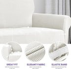 ZNSAYOTX Super Stretch Couch Cover (72"-92") Universal Sofa Covers with Elastic Bottom, Dog Cat Pets Friendly Washable Furniture Protector Fitted Sofa Slipcovers Stay in Place (White, Sofa)