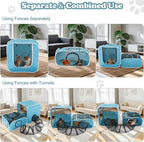 Cat Playpen, 3-in-1 Pop-up Outdoor Cat Enclosure, Blue | 2 Rooms & Tunnel, Breathable Mesh, Carry Bag, Interactive Toys, Multi-Entry Doors, Indoor & Outdoor Use for small pets