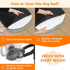 Dwanton Orthopedic Dog Bed for Extra Extra Large Dogs with Gel Memory Foam, Waterproof Dog Sofa, Washable Pet Bed with Four Sided Bolster Cushion, Removable Cover & Non-Slip Bottom, 48", Medium Grey