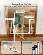 Babelio Pressure Mounted Baby Gate for Stairs, 29-48" Wide Dog Gate,2 Pack | Triple-lock System; Pressure/Wall Mount; Auto-close; 200N Impact Tested; Easy Install for Doorways, Kitchen, Hallway, White