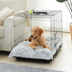 BFPETHOME Dog Beds for Large Dogs, Plush Dog Crate Bed Fluffy Cozy Kennel Pad for Sleeping &Ease Anxiety, Washable Pet Mats with Anti-Slip Bottom for Large Medium Dogs, Pet Bed Grey