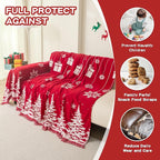 Christmas Couch Cover for Sectional Sofa, Chenille Loveseat Red Sofa Covers Washable for Pet Friendly Cedar Decorative Couch Covers, 71" x 102"