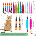 50 Pcs Cat Feather Toys Refill Cat Wand Replacement Feathers with Bells Interactive Pet Wand Attachment Toys