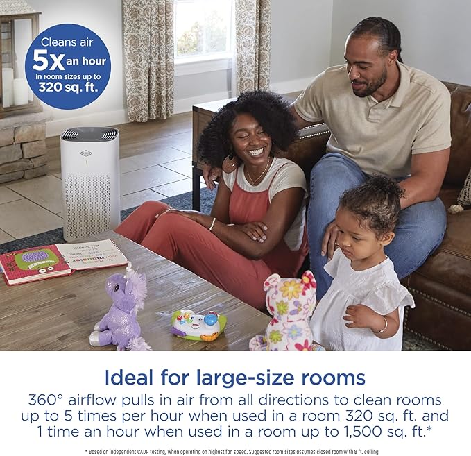 Clorox Large Room HEPA Air Purifiers for Home With True HEPA Filter