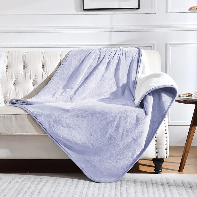 Soft Waterproof Blanket for Bed Couch Sofa, Lilac, 50x60 inches | Liquid Pee Proof Pet Blanket for Dog Puppy Cat, Reversible Sherpa Fleece Blanket for Couch Cover, Furniture Protector