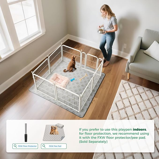 FXW Rollick Dog Playpen, Indoor, Yard & RV Camping, 24" H, 8 Panels | Easy setup, Heavy-duty, DIY layouts, Walk-through gate, for Puppies & Small Dogs, Patented