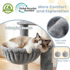 Cat Tree, 73-Inch Sturdy Corner Cat Tower for Large Cat VCT021W | Cat Furniture with Wide Top Perch, 2 Spacious Condos, 2 Cozy Baskets, 2 Scratching Boards & Interactive Toy, Light Gray