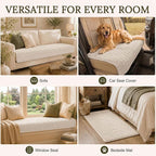 Smiry Velvet Couch Cover for Dogs, Non Slip Soft Sofa Protector for Pets | Washable Sofa Cover for Cats, Cozy Furniture Protector Against Pet Hair, Scratches, Fits Sectional Sofa(White, 36"x82.7")