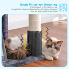 Hey-brother Cat Tree Tower, Adjustable Height, Floor to Ceiling, MPJ091G | 94.5-106.3 Inches Multi-Level Cat House, Scratching Posts, Plush Condo, Platform, Toy Ball for Indoor Big Cats, Smoky Gray