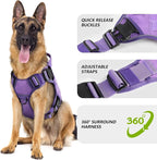 WINGOIN Purple Tactical Dog Harness for Small Dogs,No Pull Dog Harness | with Handle,Adjustable Reflective,Military K9 Style,Big Size Dog Vest,for German Shepherd,for Walking Training Hunting