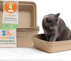 CallieCo Disposable Cat Litter Boxes Jumbo 4 Pack Leak Resistant | Portable, Biodegradable, Travel Friendly, Sturdy, Easy-Grip Rim, Cat Tray Liners