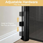 Reinforced 42" Tall Pet Gate 55" Wide Retractable Baby Gate, Indoor/Outdoor | Tall Retractable Dog Gate Prevents Crawling Under, One-Hand Operation Safety Lock, Scratch-Resistant Mesh, Easy Install/Black