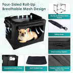 Soft Small Dog Crate - 24 inch Portable Travel Puppy Crate for Small Pets or 2 Cats, Collapsible Pet Carrier with 4 Mesh Doors, Car Kennel for Dogs with Handle for Indoor and Outdoor, Black