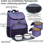 BAGLHER丨Dog Travel Bag, Airline Approved Pet Supplies Backpack, Dog Travel Backpack Accessories Set with 2 Silicone Collapsible Bowls and 2 Food Baskets. Purple