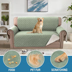 H.VERSAILTEX Couch Cover, Sofa Cover 2 Cushion Couch, Dog Couch Cover Protector, Furniture Covers for Pets, 100% Waterproof Cover with Non-Skid Backing & Elastic Straps(Loveseat, Pale Aqua)