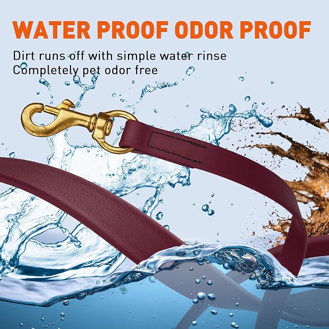 Viper Biothane K9 Working Dog Leash Waterproof Lead for Tracking Training Schutzhund Odor-Proof Long Line with Solid Brass Snap for Puppy Medium and Large Dogs, 15ft Merlot Burgundy