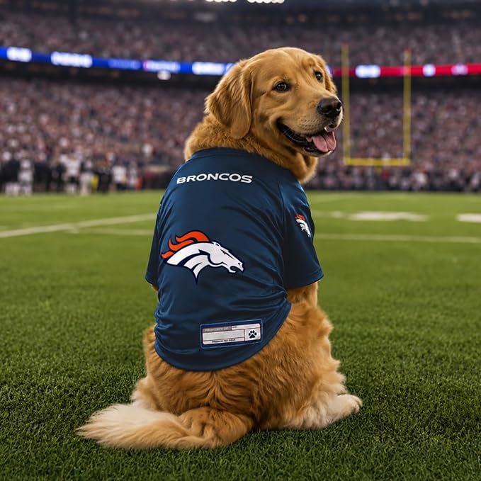 Littlearth NFL Denver Broncos Stretch Pet Jersey, Team Color, Large