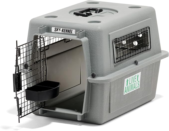 Petmate Sky Kennel For Air and Travel Airline Compliant Dog Crate for Smaller Dog Breeds or Pets up to 15 lbs, Heavy Duty Dog Kennel, Made in the USA- 21" L | Travel carrier made in USA, durable hard shell, secure door, great for air and road trips, sa...