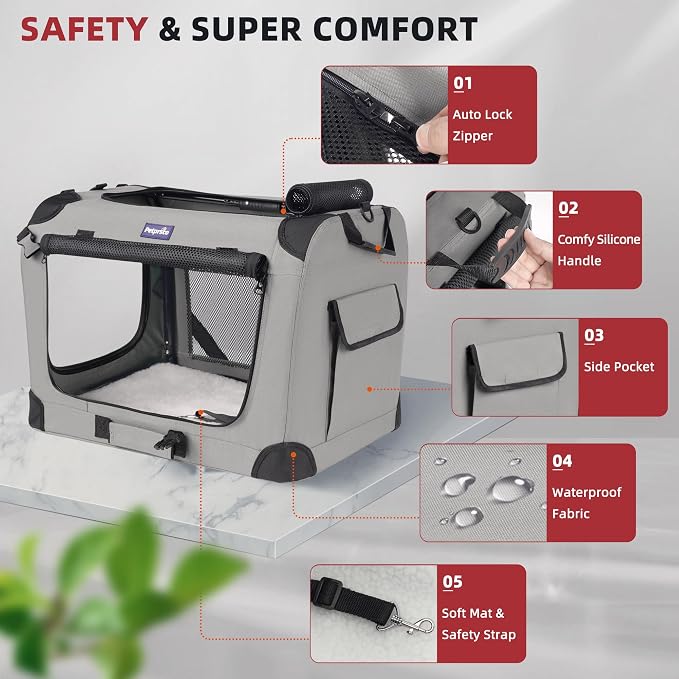 Petprsco Large Cat Carrier for 2 Cats/Small Dogs, Soft-Sided for Car Travel | Soft Pet Carrier 24"x17"x17" for Large Cats & Small/Medium Dogs 20+ lbs with Warm Blanket Foldable Bowl and Washable Pad