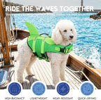 ASENKU Dog Life Jacket - Pet Safety Vest for Swimming & Boating, Shark Life Jacket with Floatation, Dog Lifesavers Swimsuits for Small Medium Large Dogs (Neongreen, XS)