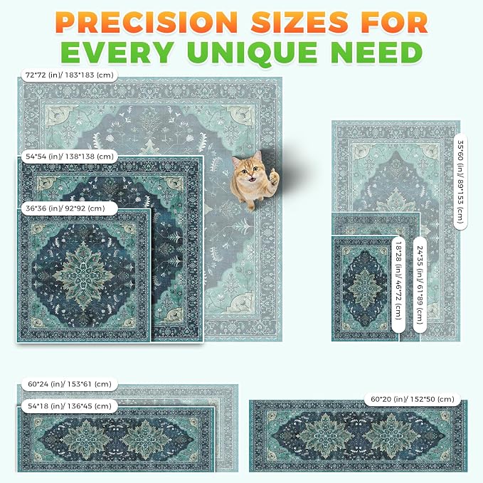 Hompet Cat Litter Mat 2 Pack, 72x72 Large Machine Washable Trapping Mats for Cats, Super Absorbent & Urine-Proof Cat Litter Box Mat for Floor, Waterproof & Non Slip Kitty Litter Rug