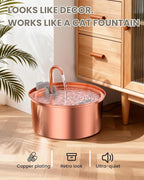 Tomxcute Copper Cat Water Fountain, 108oz/3.2L Large Capacity, Ultra-Quiet Pump (≤25dB), Multi-Layer Filtration, Easy Hand-Wash Design for Cats & Small Dogs
