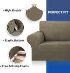 Stretch Couch Covers for Sofa, 3 Cushion Couch Slipcover,Khaki | 1-Piece Washable Sofa Cover Pet Friendly(78"-94") Furniture Protector Soft Jacquard, Elastic Bottom for Dogs & Kids