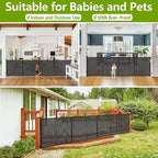 Reinforced 42" Tall 155" Wide Retractable Fence Outdoor Retractable Gate | Tall Baby Gate Garage Gates for Dogs, Space-Saving, Easy to Use, Scratch-Resistant Mesh, Safety Lock, Easy Install, Black