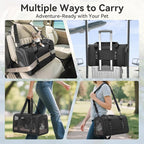 PETSFIT Cat Carrier Soft with Patented Safety Buckles, Safe for Car Travel | Lockable Zippers, Safety Tether, Escape-Resistant Pet Carrier for Vet Visits, Airline Approved Under-Seat, Up to 12 lbs