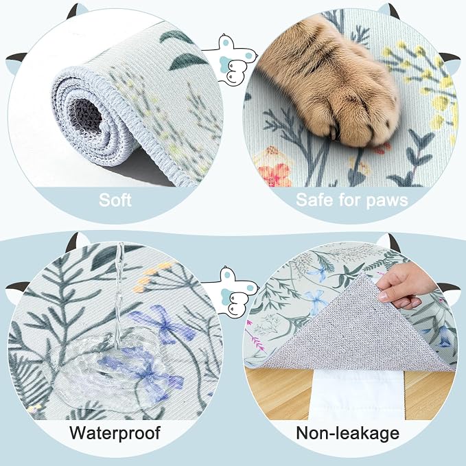 Bienbee Cat Litter Mat, 2 Pack 33" x 22" Machine Washable for Litter Boxes | Cat Litter Rug with Waterproof Backing, Non-Slip Grip and Soft On Kitty Paws to Catch Litter and Protect Floor