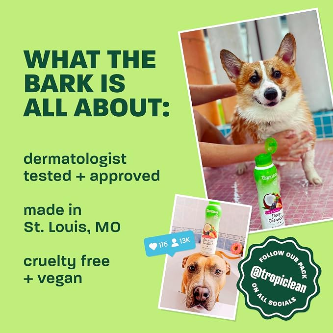 TropiClean Gentle Puppy Shampoo, Dog Shampoo for Allergies & Sensitive Skin, Made in USA, Gentle Coconut Scent, Safe for Cats & Kittens, 20oz | For Allergies & Sensitive Skin | Gentle Coconut Scent | Safe for Cats & Kittens | Made in USA
