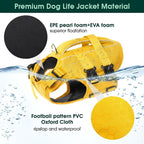 Kuoser Dog Life Jacket, High Flotation Reflective Dog Life Vest, Yellow, L | Adjustable Dog Lifejackets for Small Medium Large Dogs, Lifevest with Rescue Handle for Swimming, Boating, Lake, Beach & Pool