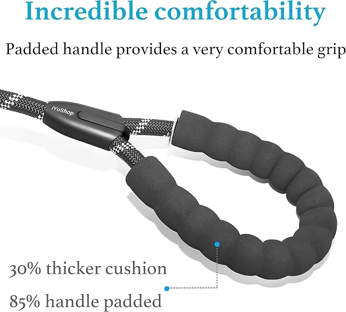 iYoShop Dual Dog Leash - 360° Swivel, No Tangle Walking Leash with Shock Absorbing Bungee for Two Dogs (Large, 25-150 lbs, Black)