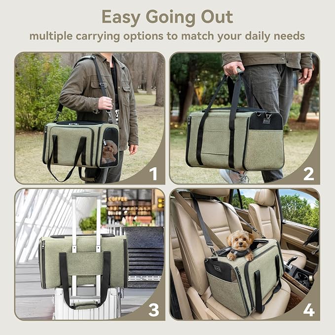 Petsfit Medium Expandable Cat Carrier for Air Travel, Up to 13 lb | 17 x 11 x 11 in; sized for Delta Air Lines, with locking zippers, a handy D-ring, large pocket and multi-side ventilation.