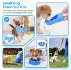 30 Pcs Puppy Supplies Starter Kit for Small Dogs Essentials No Pull Dog Harness, Collar, Leash Set, Toys, Water Bottle, Pet Grooming Kit, Puppy Accessories for Welcome Gift (Blue,Elephant)