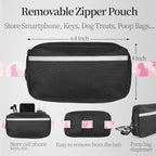 iYoShop Hands Free Dog Leash with Zipper Pouch, Dual Padded Handles and Durable Bungee for Walking, Jogging and Running Your Dog (White-Pink Mix, Large)
