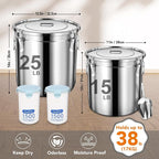 Newget 38lb Airtight Stainless Steel Dog Food Storage Container with Scoop | Large Metal Pet Food Containers Set with Sealed Lid, Metal Lock for Easy Open and Close, Keeps Fresh for Cat / Dog Food