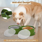 Newget 304 Stainless Steel Dog Bowl Set with Lids, 24oz Foldable Pet Dishes | Dual Food & Water Pet Bowl, Anti-Skid, Keeps Food Fresh, Easy to Install, for Small - Large Dogs/Cats - Indoor & Outdoor Use